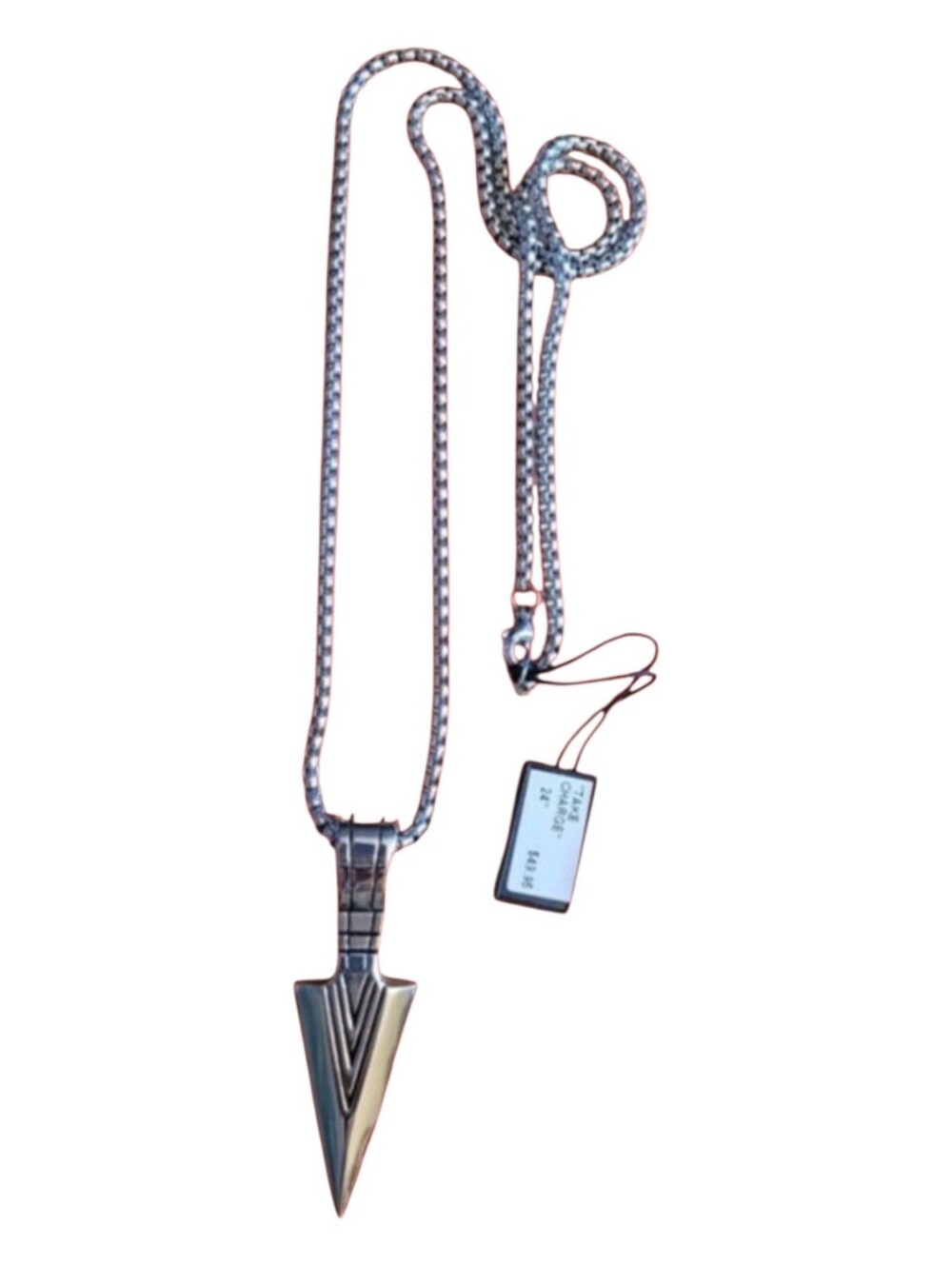 TAKE CHARGE Arrowhead Pendant Necklace in Silver-Tone